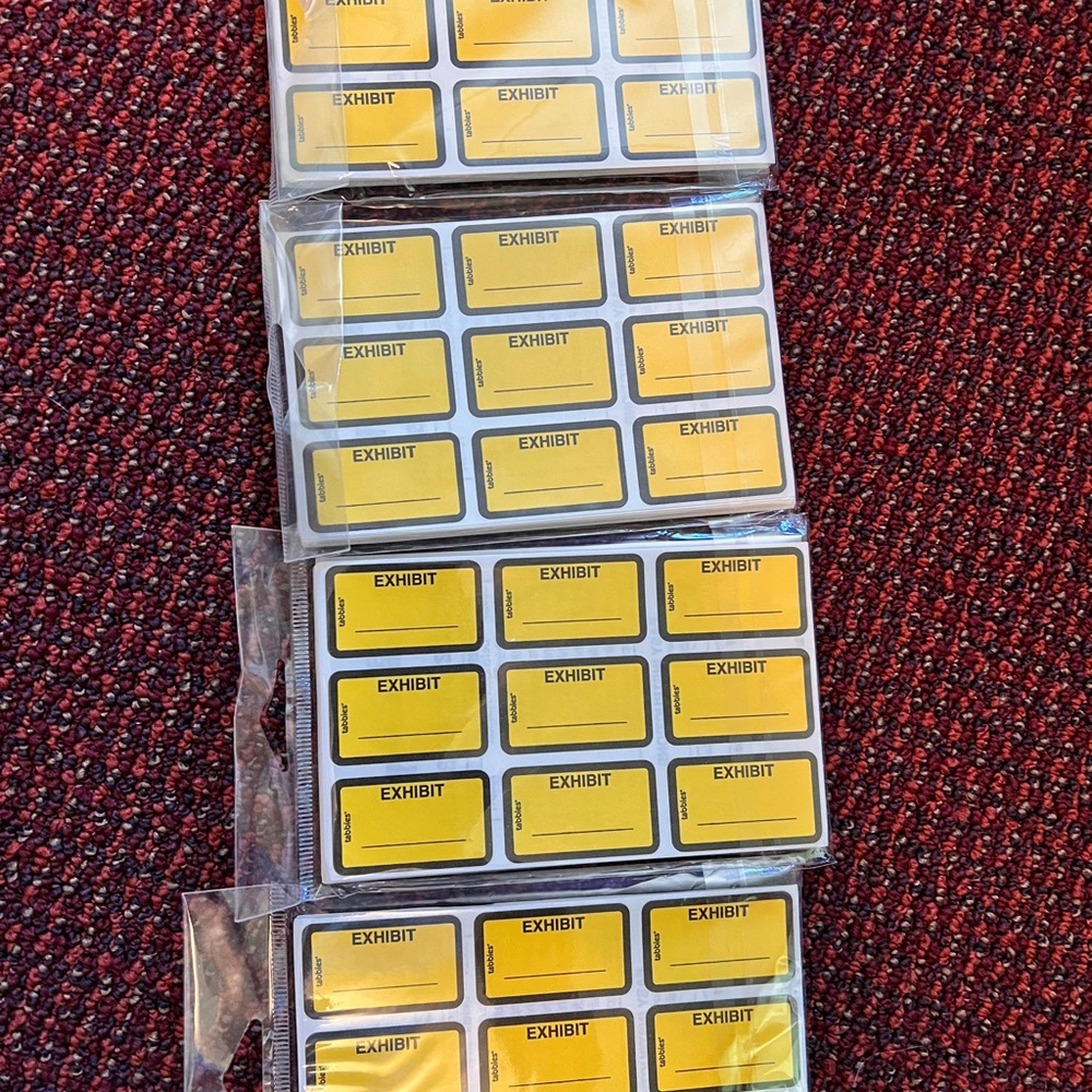 New yellow exhibit stickers